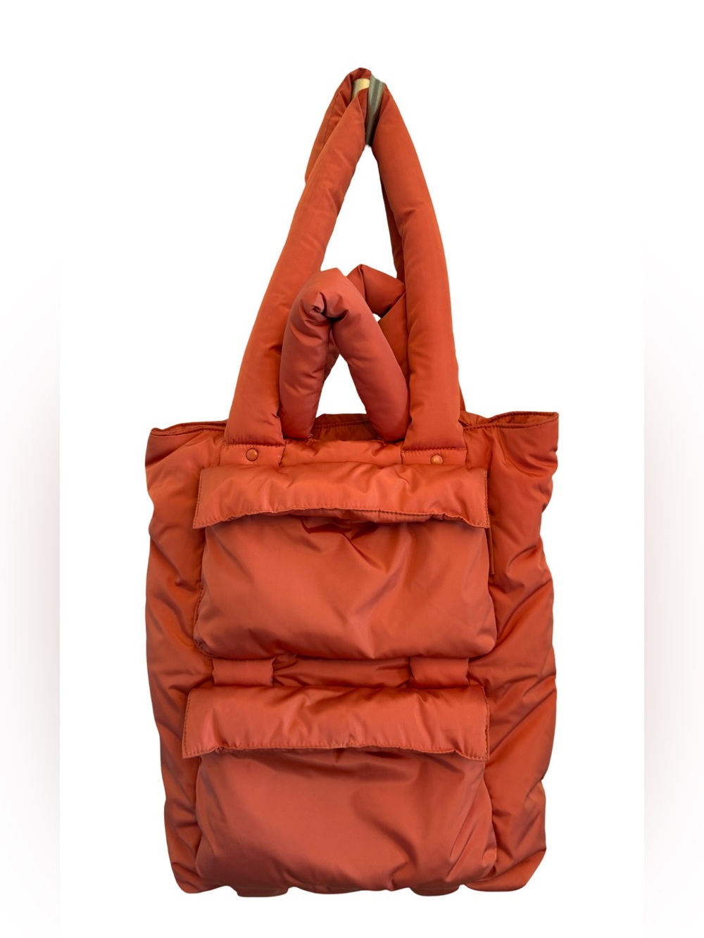 Dagne Dover Jemi Cargo Tote Orange Puffer Convertible Backpack Magnetic Pockets